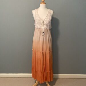 Flowy Crochet Top and Gradient Bottom Maxi Summer Dress